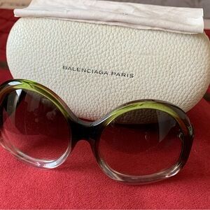 Authentic Balenciaga Paris Black and Green Oversized Sunglasses